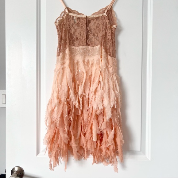 FREE PEOPLE Peach Ombre Chiffon & Lace Slip Dress - Picture 3 of 8
